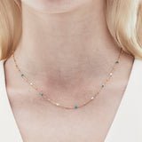 Rosa Pearl Necklace Turquoise - Gold