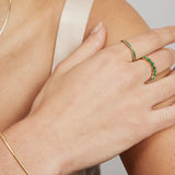 Trixie Crystal Ring Sterling Silver - Gold/Green