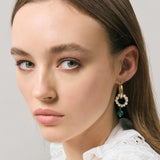 Gwendolyn Earrings - Gold + Green