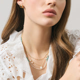Joleena Necklace Sterling Silver - Gold + Green