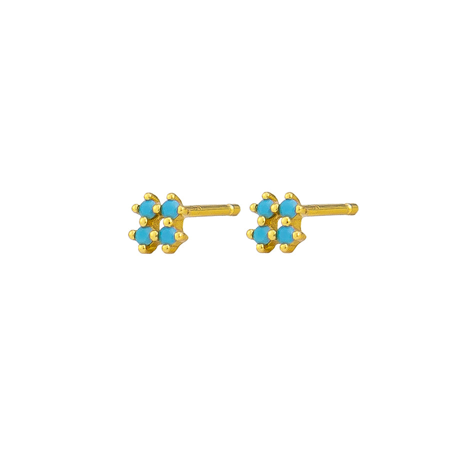 Turquoise London Studs Sterling Silver - Gold