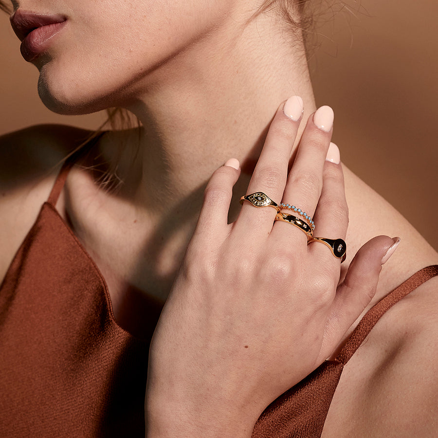 Gabby Crystal Ring Sterling Silver - Gold