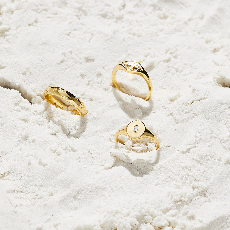 Holly Crystal Ring Sterling Silver - Gold