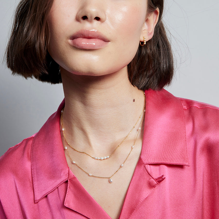 Ana Pearl Necklace Sterling Silver - Gold