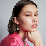 Crystal Flower Earrings - Pink