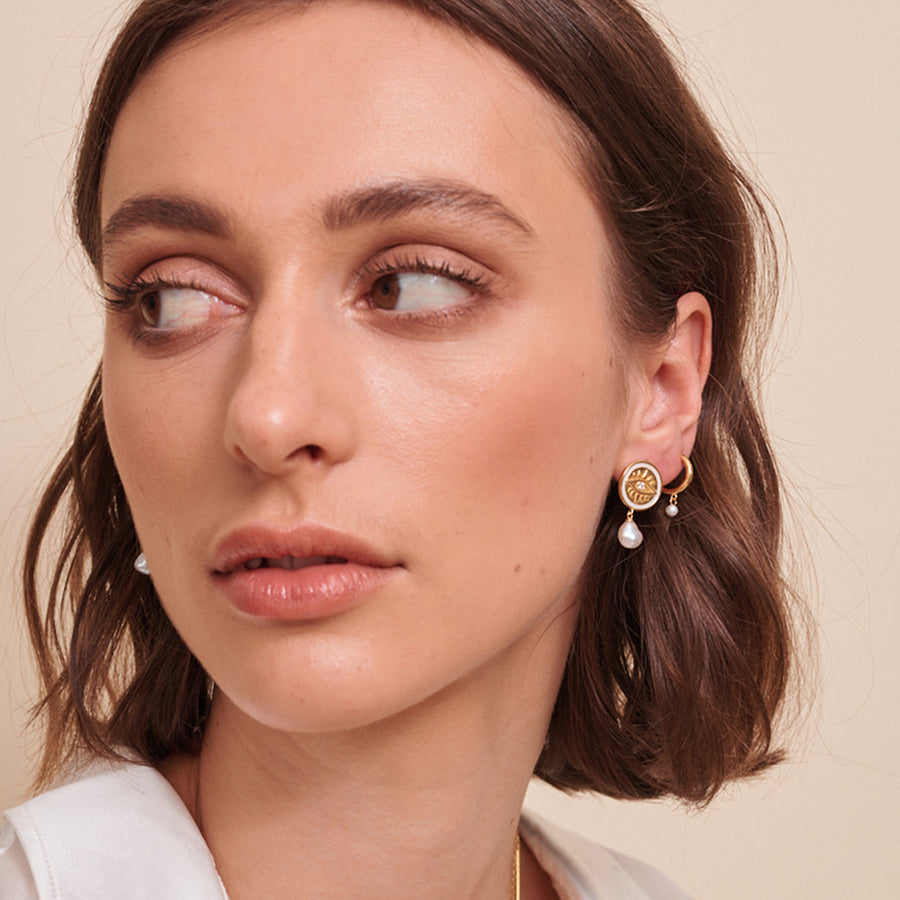 Chantal Pearl Sleepers Sterling Silver - Gold - Jolie & Deen 