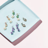 Crystal Flower Earrings - Pink