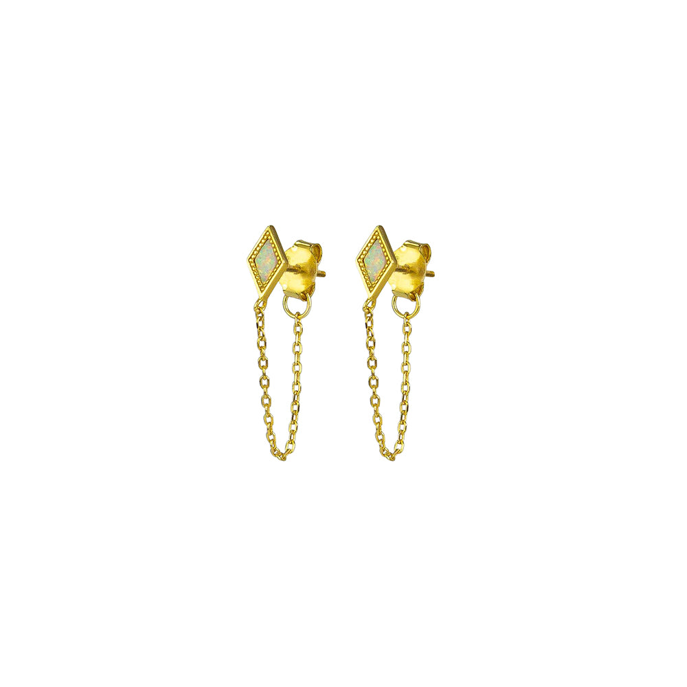 Edda Chain Earrings Sterling Silver - Gold - Jolie & Deen 