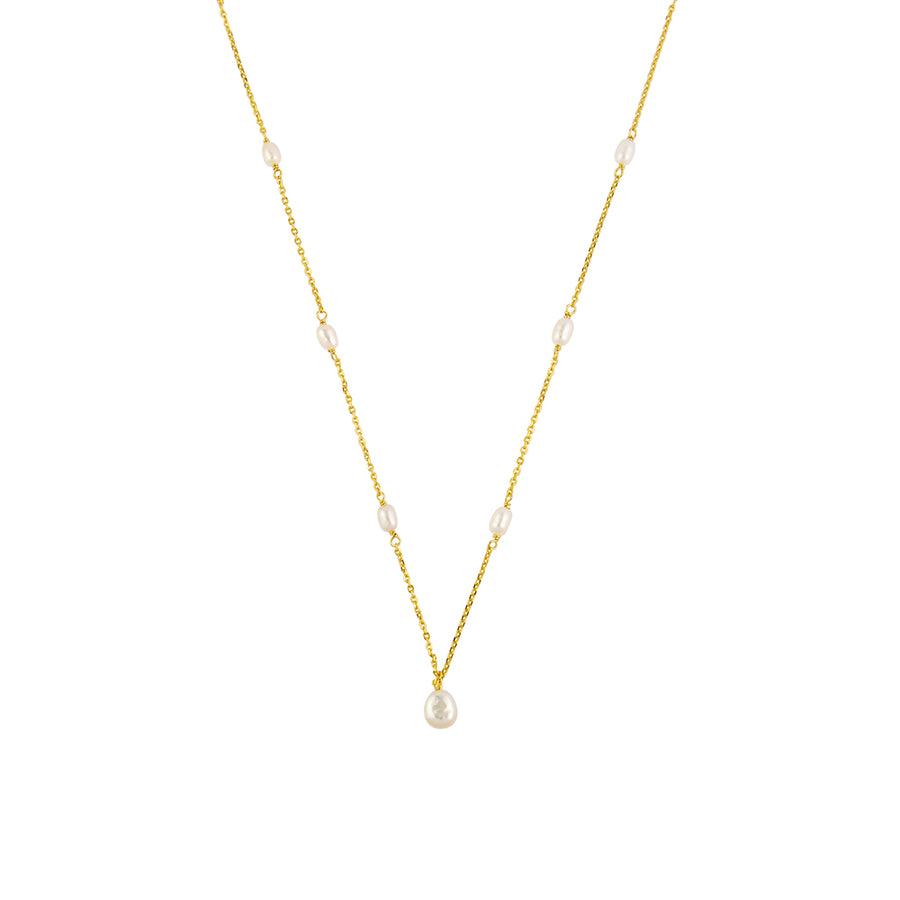 Ana Pearl Necklace Sterling Silver - Gold