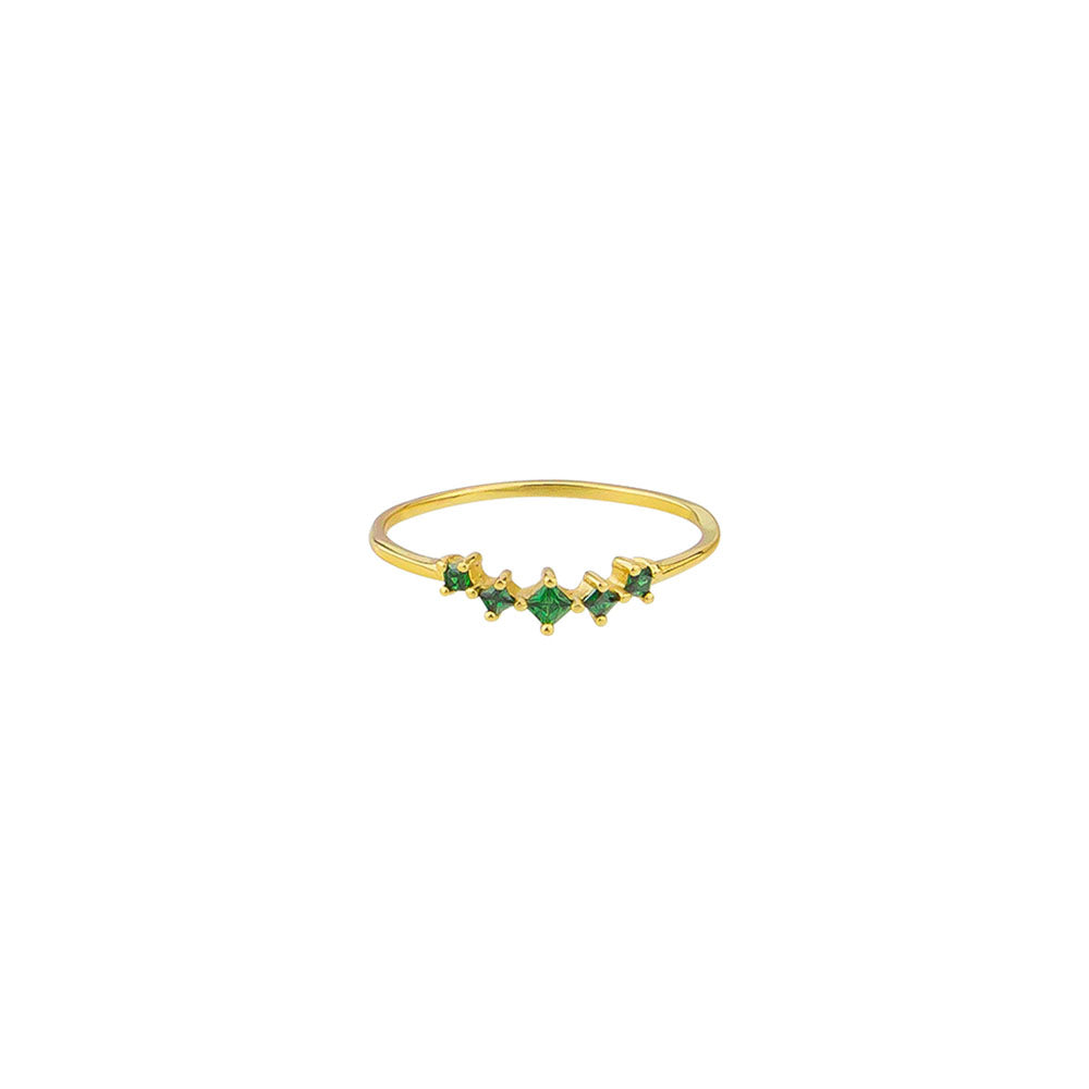 Emerald Crystal Cassia Ring Sterling Silver - Gold - Jolie & Deen 